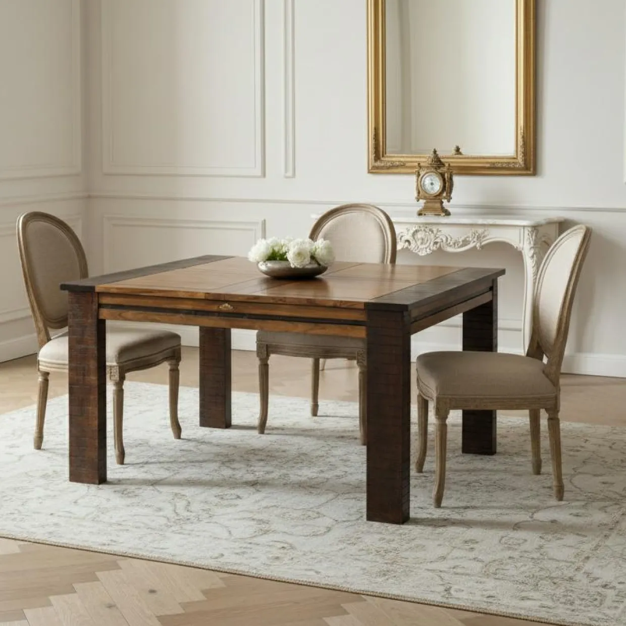Table a manger carrée 140 cm Acacia Moon Marron - 140x140x76 cm-Bois & Chiffons Outlet