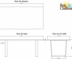 Table a manger en bois Acacia Forest Brut - 200x100x76 cm-Bois & Chiffons Discount