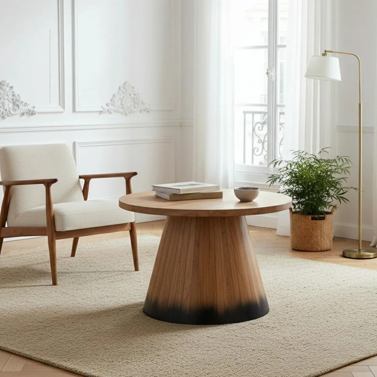 Table basse bois ronde 70 cm Acacia Dimona Naturel - 70x70x40 cm-Bois & Chiffons Online