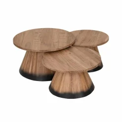 Table basse bois ronde 70 cm Acacia Dimona Naturel - 70x70x40 cm-Bois & Chiffons Online