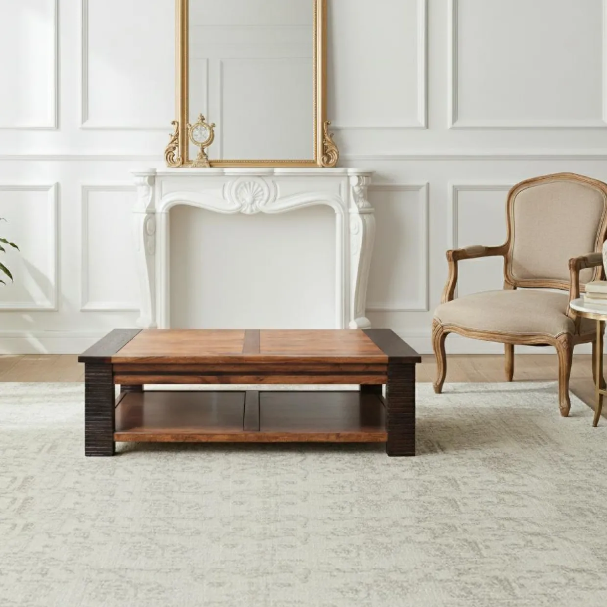 Bois & Chiffons Tables^Table basse carrée Acacia Moon Marron - 100x100x40 cm