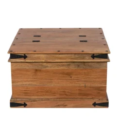 Bois & Chiffons Tables^Table basse coffre carrée en acacia massif Naturel - 85x85x50 cm