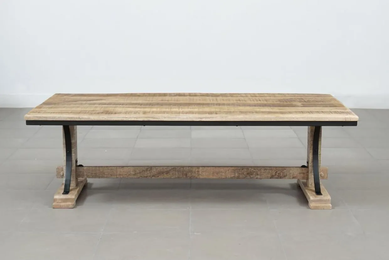Table basse rectangulaire Manguier Pondicherry Beige - 130x65x40 cm-Bois & Chiffons Hot