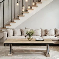 Table basse rectangulaire Manguier Pondicherry Beige - 130x65x40 cm-Bois & Chiffons Hot