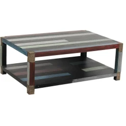 Table basse rectangulaire 120x80cm Manguier Pushkar Naturel - 120x80x45 cm-Bois & Chiffons New