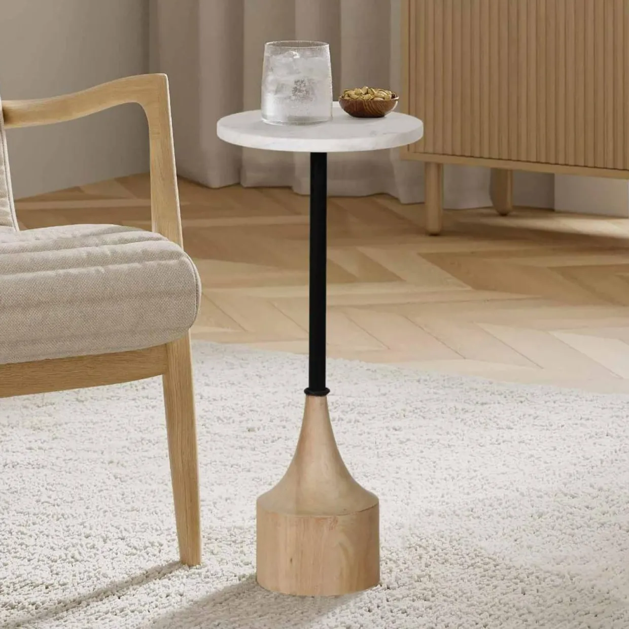 Bois & Chiffons Tables^Table d'appoint pour canapé Mango Madsoni Naturel - 24x24x56 cm