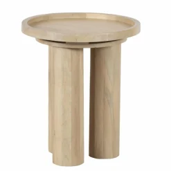 Bois & Chiffons Tables^Table d'appoint ronde pour canapé Mango Barloo Beige - 43x41x51 cm
