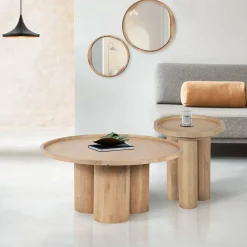 Bois & Chiffons Tables^Table d'appoint ronde pour canapé Mango Barloo Beige - 43x41x51 cm