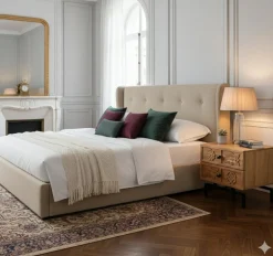 Table de chevet 2 tiroirs Manguier Sculture Beige - 45x40x45 cm-Bois & Chiffons Hot