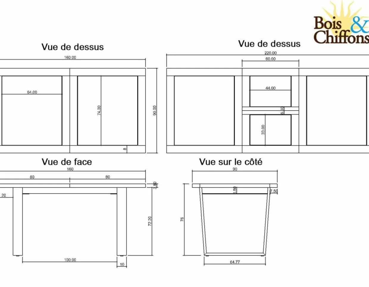 Bois & Chiffons Tables^Table de repas extensible Acacia Forest Brut - 160x90x76 cm