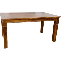 Table de repas rectangulaire + allonge marron - 155x90x76 cm-Bois & Chiffons Online