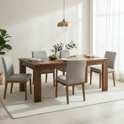 Bois & Chiffons Tables^Table de repas rectangulaire bois strié 155 Acacia Verone Marron - 155x90x76 cm