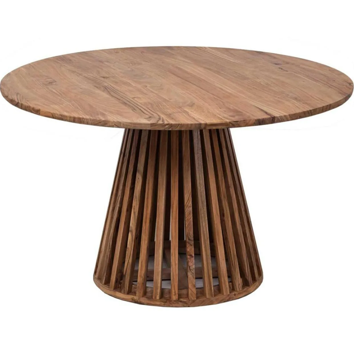 Table de repas ronde bois massif acacia kfir naturel ciré - D.130x76 cm-Bois & Chiffons Online