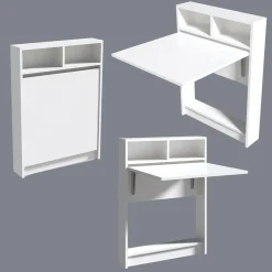 Table pliable bracked blanc - 70x90x15 cm-Wooden Art Online