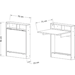 Table pliable bracked blanc - 70x90x15 cm-Wooden Art Online