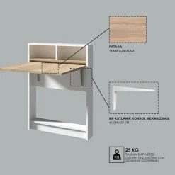 Wooden Art Tables^Table pliable Bracked ecru - 70x90x15 cm