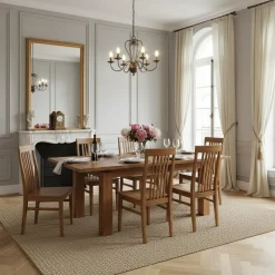 Table rectangulaire en bois sculpté bicolore 200/280 Acacia Maya Naturel - 200x100x78 cm-Bois & Chiffons Hot