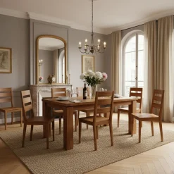 Table rectangulaire en bois sculpté bicolore 200/280 Acacia Maya Naturel - 200x100x78 cm-Bois & Chiffons Hot