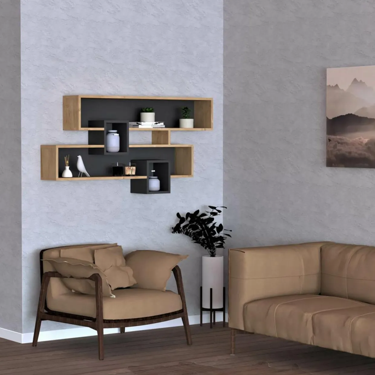 Wooden Art Etagères^Étagère Karen saphir/anthracite - 120x22x72.2 cm