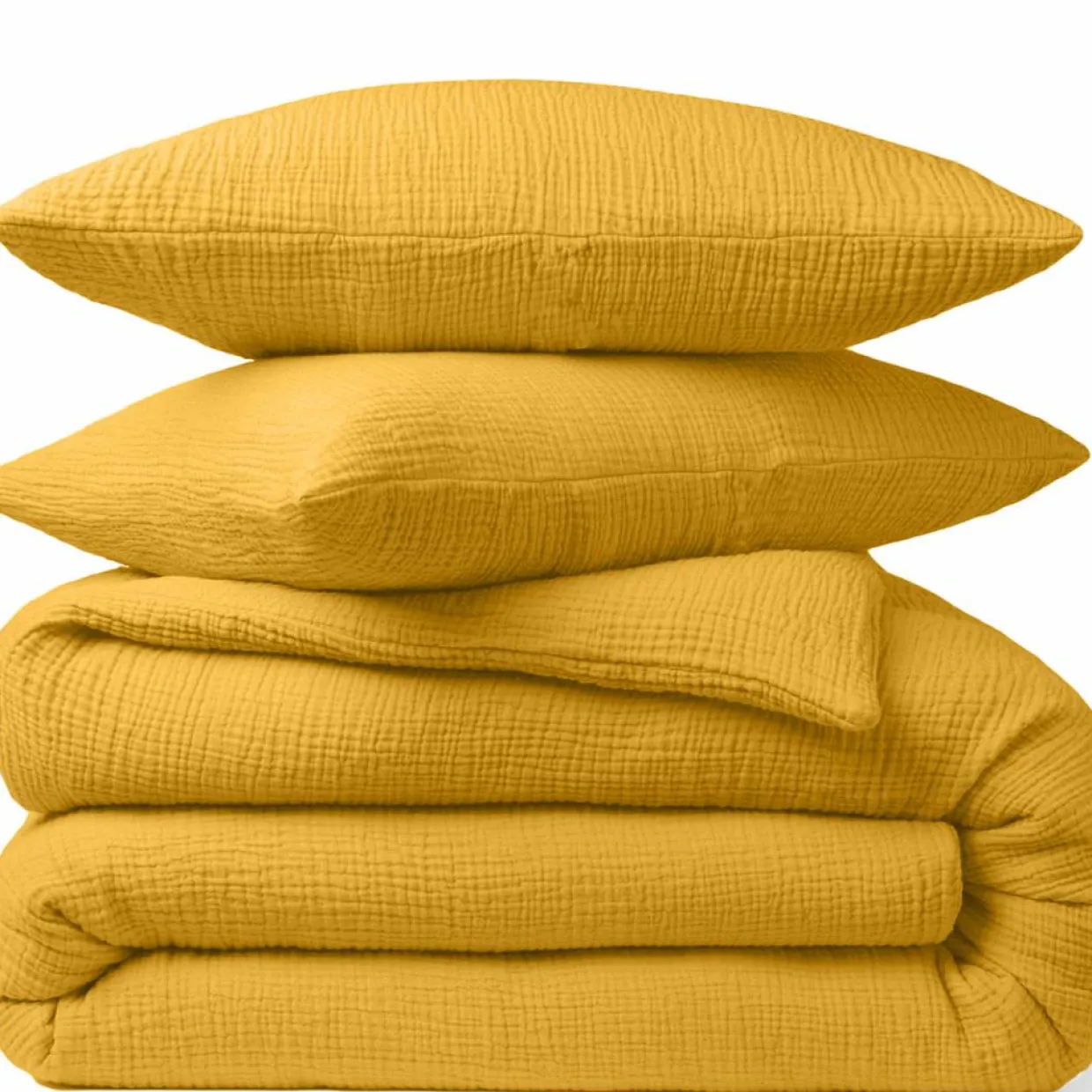 Baton Rouge Linge De Lit, Ensembles^Taie d'oreiller 100% Gaze de coton jaune
