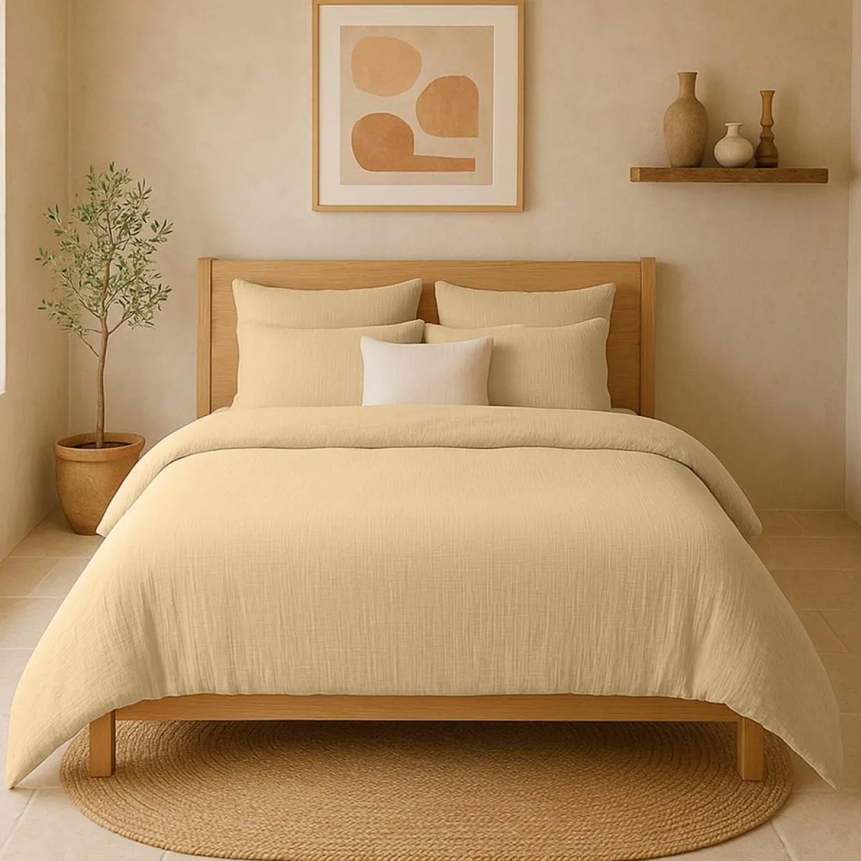 Baton Rouge Linge De Lit, Ensembles^Taie D'oreiller 100% Gaze de Coton Lavé ecru naturel