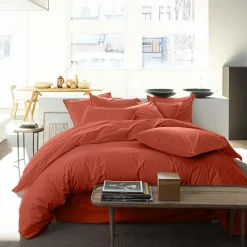 Baton Rouge Linge De Lit, Ensembles^Taie D'oreiller 100% Percale de Coton terre de sienne