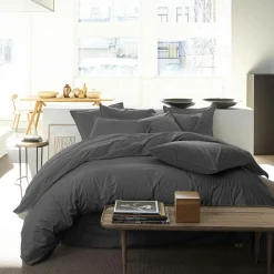 Baton Rouge Linge De Lit, Ensembles^Taie D'oreiller 100% Percale de Coton gris magnet