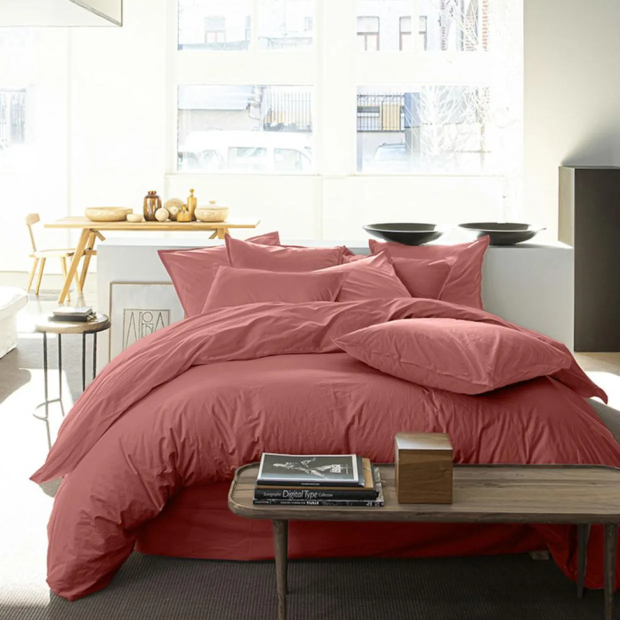 Baton Rouge Linge De Lit, Ensembles^Taie D'oreiller 100% Percale de Coton vieux rose