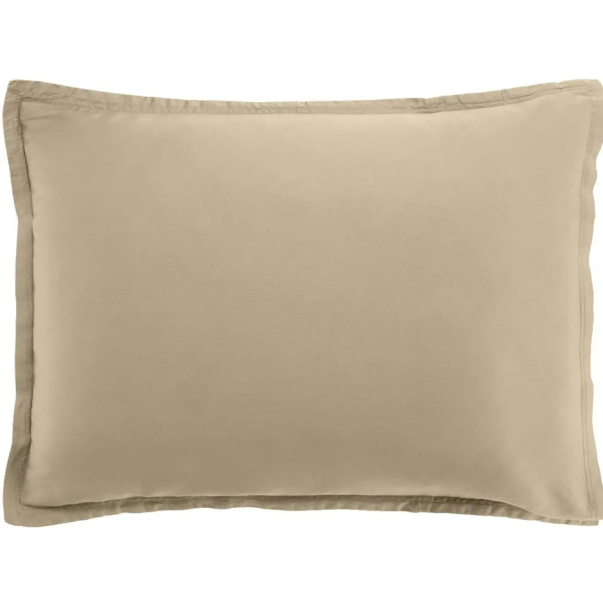 Taie d'oreiller avec volant satin de coton lavé beige-Baton Rouge Discount