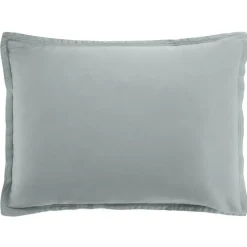 Taie d'oreiller avec volant satin de coton lavé verte-Baton Rouge Sale