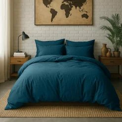 Taie d'oreiller avec volant en percale de coton lavé bleu imperial-Baton Rouge Best