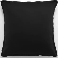 Taie d'oreiller avec volant satin de coton lavé noire-Baton Rouge Sale