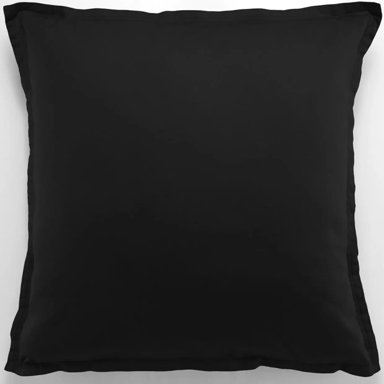 Taie d'oreiller avec volant satin de coton lavé noire-Baton Rouge Sale