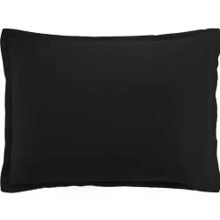 Taie d'oreiller avec volant satin de coton lavé noire-Baton Rouge Sale
