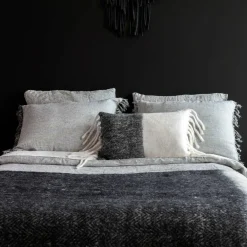 Bed and Philosophy Linge De Lit, Ensembles^Taie d'oreiller en lin lavé et coton grise 65x65cm