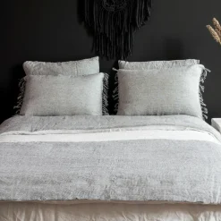 Bed and Philosophy Linge De Lit, Ensembles^Taie d'oreiller en lin lavé et coton grise 65x65cm
