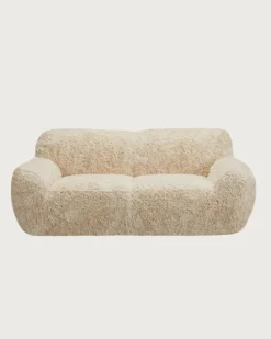 Uniqka Canapés^Teddy - Canapé 2 places en tissu fourrure imitation mouton