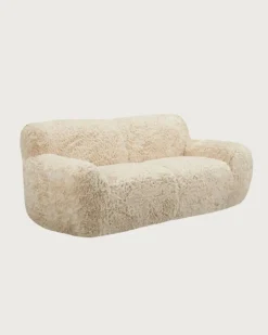 Uniqka Canapés^Teddy - Canapé 2 places en tissu fourrure imitation mouton