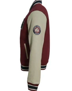 Femme Blue Wellford Vestes, Blousons^Teddy en Laine & Cuir Bron rouge