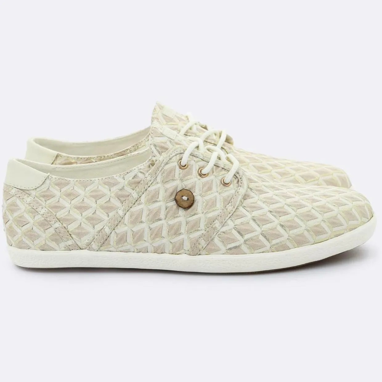 Femme Faguo Baskets^Tennis Cypress à carreaux sable/doré
