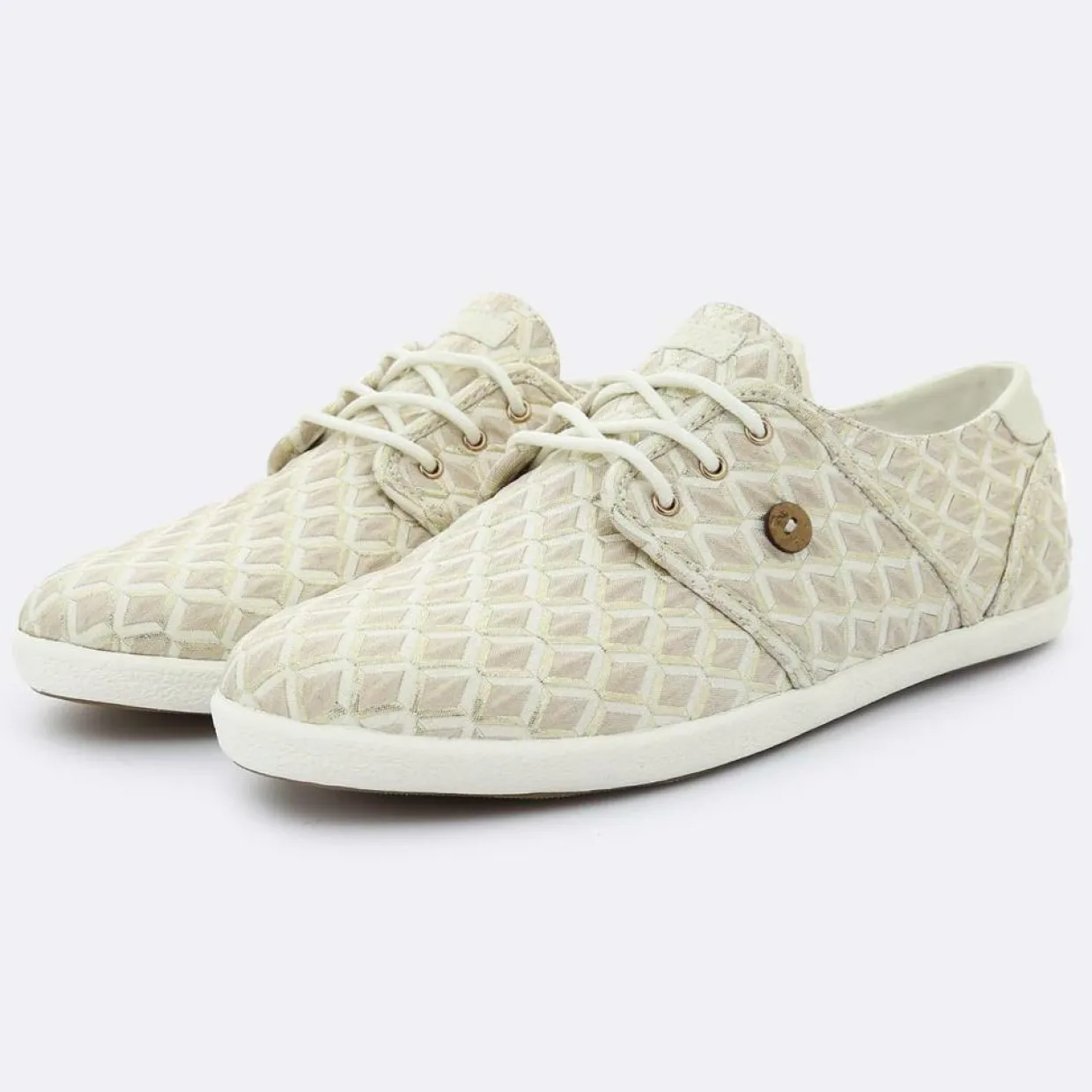 Femme Faguo Baskets^Tennis Cypress à carreaux sable/doré