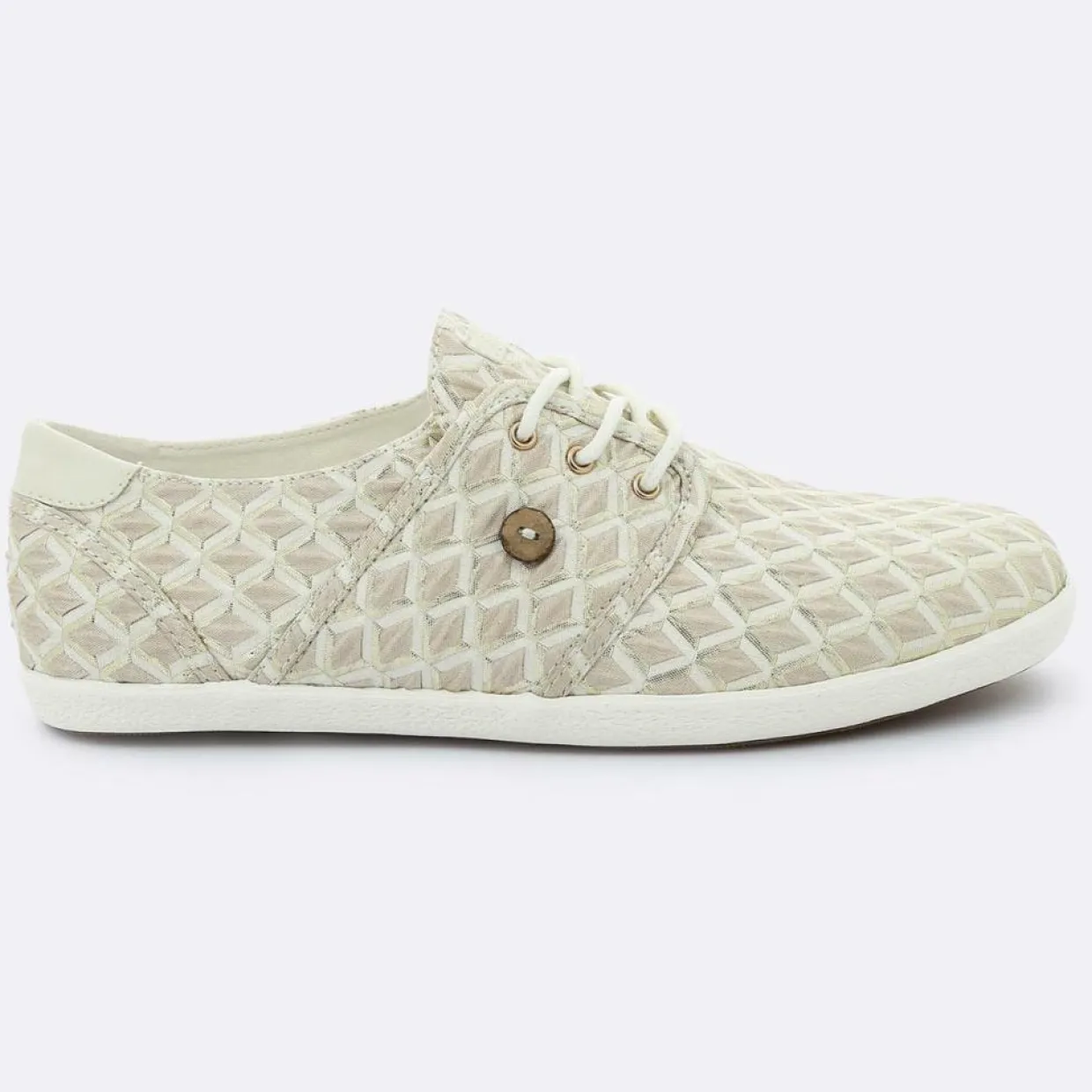 Femme Faguo Baskets^Tennis Cypress à carreaux sable/doré