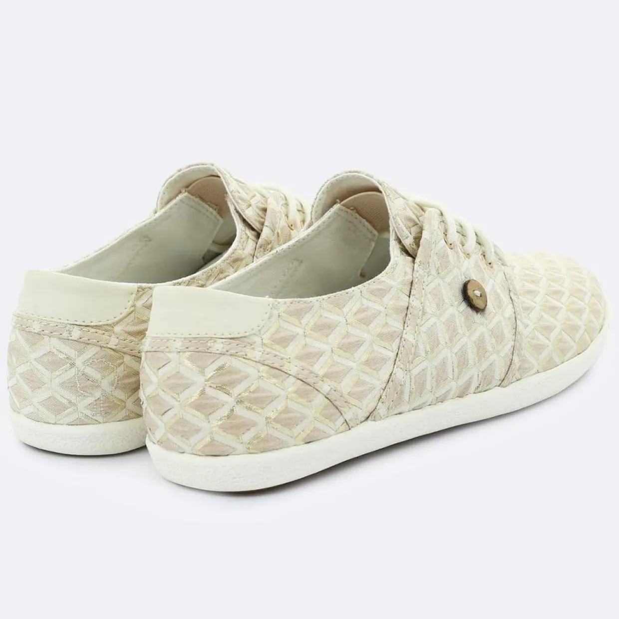 Femme Faguo Baskets^Tennis Cypress à carreaux sable/doré