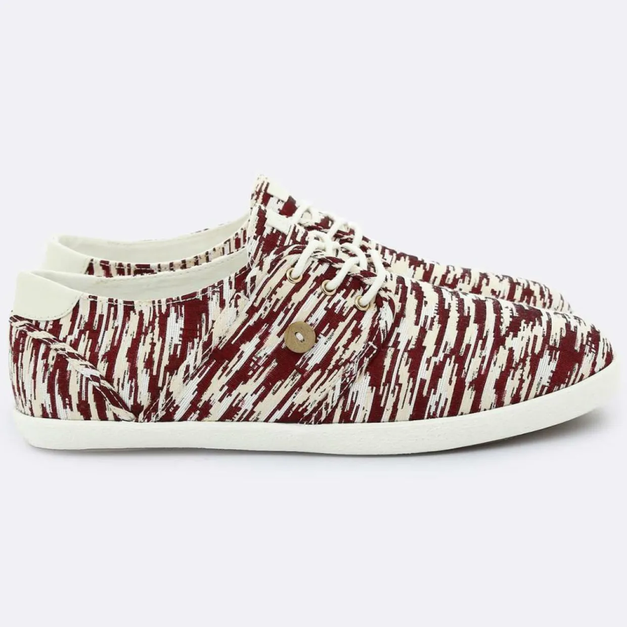 Femme Faguo Baskets^Tennis Cypress imprimées blanc/bordeaux