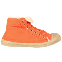 Enfant Bensimon Fille^Tennis montantes Mid Fourrées lacets orange/beige