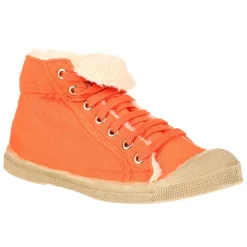 Enfant Bensimon Fille^Tennis montantes Mid Fourrées lacets orange/beige