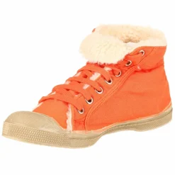 Enfant Bensimon Fille^Tennis montantes Mid Fourrées lacets orange/beige