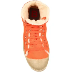 Enfant Bensimon Fille^Tennis montantes Mid Fourrées lacets orange/beige