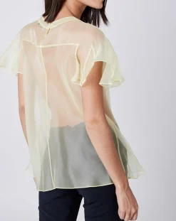 Top 100% Voile de Soie transparent jaune-John Galliano Hot