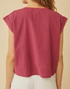 Top brodé Mexico imprimé cassis-Manoush Outlet